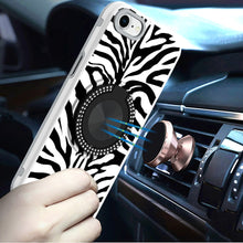 For iPhone SE 3/SE 2 iPhone 8/7 Case Printed Bling Ring Stand + Tempered Glass