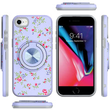 For iPhone SE 3/SE 2 iPhone 8/7 Case Printed Bling Ring Stand + Tempered Glass