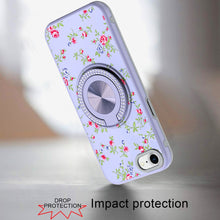 For iPhone SE 3/SE 2 iPhone 8/7 Case Printed Bling Ring Stand + Tempered Glass