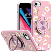 For iPhone SE 3/SE 2 iPhone 8/7 Case Printed Bling Ring Stand + Tempered Glass