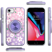 For iPhone SE 3/SE 2 iPhone 8/7 Case Printed Bling Ring Stand + Tempered Glass