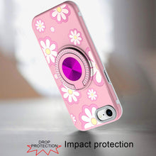 For iPhone SE 3/SE 2 iPhone 8/7 Case Printed Bling Ring Stand + Tempered Glass