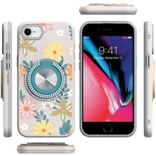 For iPhone SE 3/SE 2 iPhone 8/7 Case Printed Bling Ring Stand + Tempered Glass