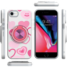 For iPhone SE 3/SE 2 iPhone 8/7 Case Printed Bling Ring Stand + Tempered Glass