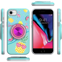 For iPhone SE 3/SE 2 iPhone 8/7 Case Printed Bling Ring Stand + Tempered Glass