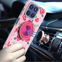 For Moto G Stylus 2025 Case Printed Magnetic Bling Ring Stand + Tempered Glass