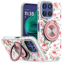 For Moto G Stylus 2025 Case Printed Magnetic Bling Ring Stand + Tempered Glass