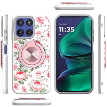 For Moto G Stylus 2025 Case Printed Magnetic Bling Ring Stand + Tempered Glass