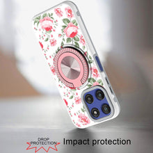 For Moto G Stylus 2025 Case Printed Magnetic Bling Ring Stand + Tempered Glass