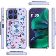 For Moto G Stylus 2025 Case Printed Magnetic Bling Ring Stand + Tempered Glass