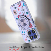 For Moto G Stylus 2025 Case Printed Magnetic Bling Ring Stand + Tempered Glass