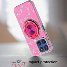 For Moto G Stylus 2025 Case Printed Magnetic Bling Ring Stand + Tempered Glass