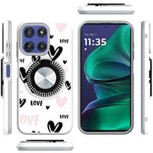 For Moto G Stylus 2025 Case Printed Magnetic Bling Ring Stand + Tempered Glass