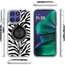 For Moto G Stylus 2025 Case Printed Magnetic Bling Ring Stand + Tempered Glass