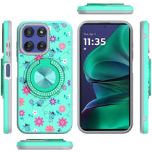 For Moto G Stylus 2025 Case Printed Magnetic Bling Ring Stand + Tempered Glass