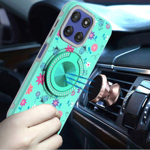 For Moto G Stylus 2025 Case Printed Magnetic Bling Ring Stand + Tempered Glass