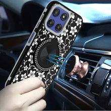 For Moto G Stylus 2025 Case Printed Magnetic Bling Ring Stand + Tempered Glass