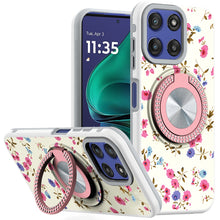 For Moto G Stylus 2025 Case Printed Magnetic Bling Ring Stand + Tempered Glass