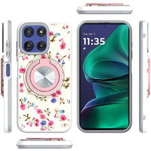 For Moto G Stylus 2025 Case Printed Magnetic Bling Ring Stand + Tempered Glass