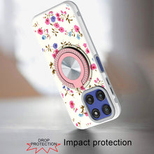 For Moto G Stylus 2025 Case Printed Magnetic Bling Ring Stand + Tempered Glass