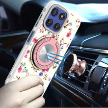For Moto G Stylus 2025 Case Printed Magnetic Bling Ring Stand + Tempered Glass