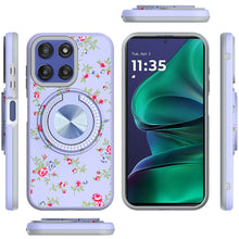 For Moto G Stylus 2025 Case Printed Magnetic Bling Ring Stand + Tempered Glass