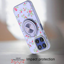 For Moto G Stylus 2025 Case Printed Magnetic Bling Ring Stand + Tempered Glass