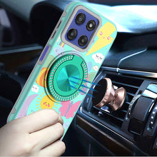 For Moto G Stylus 2025 Case Printed Design with Bling 360 Stand + Tempered Glass