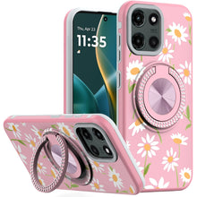 For Moto G Stylus 2025 Case Printed Magnetic Bling Ring Stand + Tempered Glass