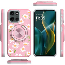 For Moto G Stylus 2025 Case Printed Magnetic Bling Ring Stand + Tempered Glass