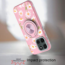 For Moto G Stylus 2025 Case Printed Magnetic Bling Ring Stand + Tempered Glass