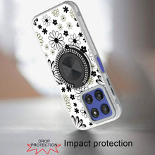 For Moto G Stylus 2025 Case Printed Design with Bling 360 Stand + Tempered Glass