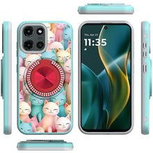 For Moto G Stylus 2025 Case Printed Magnetic Bling Ring Stand + Tempered Glass