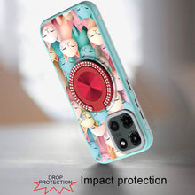 For Moto G Stylus 2025 Case Printed Magnetic Bling Ring Stand + Tempered Glass