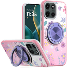 For Moto G Stylus 2025 Case Printed Magnetic Bling Ring Stand + Tempered Glass