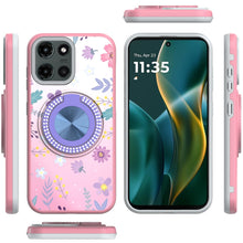 For Moto G Stylus 2025 Case Printed Magnetic Bling Ring Stand + Tempered Glass