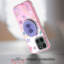 For Moto G Stylus 2025 Case Printed Magnetic Bling Ring Stand + Tempered Glass