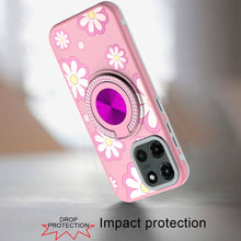 For Moto G Stylus 2025 Case Printed Magnetic Bling Ring Stand + Tempered Glass