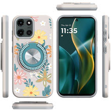 For Moto G Stylus 2025 Case Printed Magnetic Bling Ring Stand + Tempered Glass
