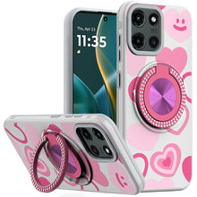 For Moto G Stylus 2025 Case Printed Magnetic Bling Ring Stand + Tempered Glass