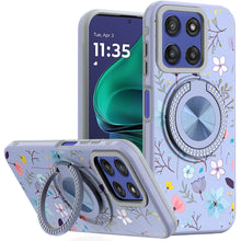 For Moto G Stylus 2025 Case Printed Design with Bling 360 Stand + Tempered Glass