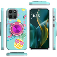 For Moto G Stylus 2025 Case Printed Magnetic Bling Ring Stand + Tempered Glass