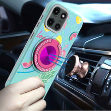 For Moto G Stylus 2025 Case Printed Magnetic Bling Ring Stand + Tempered Glass