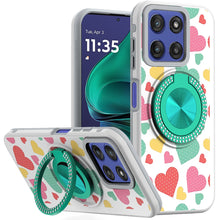 For Moto G Stylus 2025 Case Printed Design with Bling 360 Stand + Tempered Glass