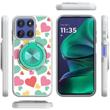 For Moto G Stylus 2025 Case Printed Design with Bling 360 Stand + Tempered Glass