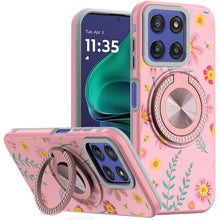 For Moto G Stylus 2025 Case Printed Design with Bling 360 Stand + Tempered Glass