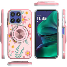 For Moto G Stylus 2025 Case Printed Design with Bling 360 Stand + Tempered Glass