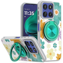 For Moto G Stylus 2025 Case Printed Design with Bling 360 Stand + Tempered Glass