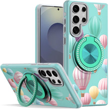 For Samsung S25 Ultra Case Printed Magnetic Bling Ring Stand + Tempered Glass