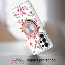 For Samsung S26 Ultra Case Printed Design with Bling 360 Stand + Tempered Glass